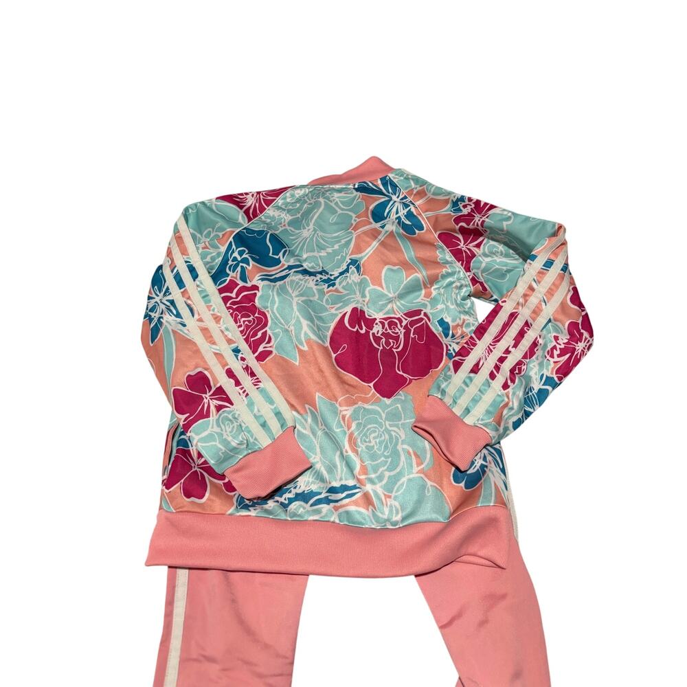 Adidas 7/8 pale pink floral athletic suit jogger pant full zip track jacket nwot - Picture 9 of 10